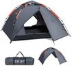 Cflity Camping Tent, 3 Man Instant Pop Up Tent Waterproof Three Layer Automatic Dome Tent, Large Lightweight 4 Seasons Tent, Backpacking Tent with Removable Rain-Fly 2 Extensible Porch for Camping