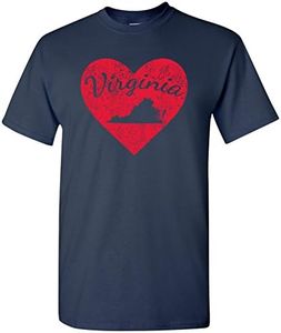 I Love Virginia Heart T-Shirt Basic Cotton - 2X-Large - Navy