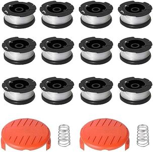 RUIITEN 16PCS Line String Trimmer Replacement Spools for Black and Decker Weed Eater, Auto Feed Trimmer String 0.065-inch 30ft Compatible with Black and Decker AF-100, 12 Spools + 2 Caps + 2 Spring