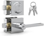 Mega Handles - Prime Entrance Combo I Entry Lever Door Handle and Single Cylinder Deadbolt Lock and Key Combo Pack - Heavy Duty Locking Lever Set for Left or Right-Handed Doors - Polished Chrome