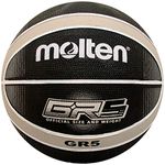 Molten Premium 12 Panel Design Rubber Basketball, Black/Silver, Junior Size 5"