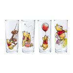 Silver Buffalo Winnie The Pooh, Piglet, Tigger, Hunny 4pc Tumbler Glass Set, 10-Ounces