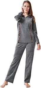 RAIKOU Conjunto informal， de terciopelo para mujer, ropa deportiva, con cremallera（Gris mezclado,44-46）