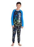 Boys 3-Piece Pajama Set Kids Sleepwear, Long Sleeve Top with Long Cuffed Pants and Matching Shorts PJ Set, Royal, S