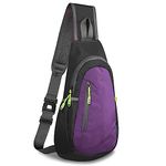 TITECOUGO Small Sling Bag Lightweight Crossbody Bag for Women Rucksack for Men Running Backpack Travel Chest Pack Shoulder Daypack for Hiking Outdoor Gym Work Sports Black/Purple