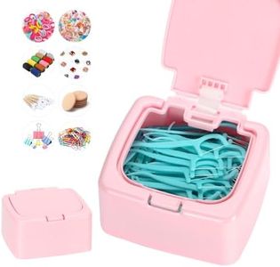 JGB Floss Pick Holder Container With One-Touch Opening, Quick Refill For Qtip, Cotton Swabs, Balls, Pads - Reusable Small Square Dispenser Box For Home, Hotel, Office Organizers and Storage - Pink
