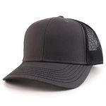 Armycrew Oversize XXL Low Profile Two Tone Mesh Back Trucker Baseball Cap - Charcoal Black - 2XL