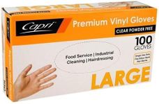 Capri Powder Free Vinyl Gloves (Pack of 100), Clear, Large