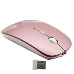 2.4G Rechargeable Mobile Portable Wireless Optical Mouse with USB Receiver, Mute Type mice,3 Adjustable DPI Levels, for Notebook, PC, Laptop, Computer, MacBook by Smart-US (Rose Gold)