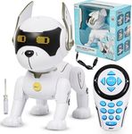 Top Race Robot Dog - Remote Controlled Interactive Robot Dog Toy - RC Dog Toy with Gesture Mode and Adventure Mode, Programming Treats, Rechargeable - Robot Pet Dog for Kids - White