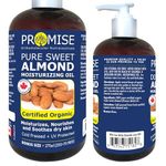 270ml (9oz) ORGANIC PURE SWEET ALMOND Oil 100% Pure Certified For Moisturizes, Nourishes and Soothes dry skin, Made in Canada, Hexane-Free (270ml)