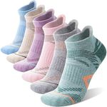 ANTSANG 6 Pairs Merino Wool Ankle Walking Hiking Running Socks Thick Cushion Breathable Socks for Men Women(Light Color Combination,3-7)
