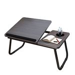 Laptop Bed Table, Bed Desk with Foldable Legs & Cup Slot, Adjustable Trays, Reading Book Holder Notebook Laptop Stand Laptop Tray for Bed, Sofa,Terrace,Carpet, Black