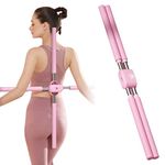 POSTEGE Posture Corrector,Yoga Sticks Stretching Tool for Posture,Retractable Design Back Brace Children Teenagers and Adult,Yoga Starter Sets,Improves Slouch, Prevent Humpback, Relieve Pain, Pink