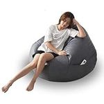 Bean Bag Chair Cover (Cover Only, No Filler), Faux Leather Bean Bag Chair with Pocket & Handle, Living Room Furniture, Lazy Sofa Bed Cover for Adults Teens