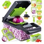 16 in 1 Multifunctional Vegetable Chopper Mandoline Slicer Cutter Onion Chopper Food Chopper Slicer Durable Veggie Cutter Dicer Manual Cutter, Dicing Machine with Container