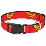 Buckle-Down Wonder Woman Logo Red Plastic Clip Collar, Large/15-26