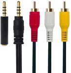 3.5 mm to RCA Audio Cable, AUX to Stereo Video Cable for Smartphones, MP3, Tablets, Speakers, DVD Player, Projector, TV, Wii Box, Video Camera, VCR (3.5mm Straight 2.5m)