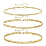 YANODA 3Pcs Gold Ankle Bracelets for Women Dainty 14k Gold Plated Layering Anklets Set Adjustable Fashion Cuban Snake Link Chain Ankle Bracelet Adjustable Beach Foot Jewelry Gifts for Women