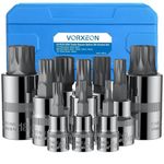 VORXEON 10Pcs XZN Triple Square Spline Bit Socket Set 4MM-18MM, 50BV30 CR-V Drive Socket and S2 Alloy Steel Bit with Storage Case, 3 Sizes 1/4 3/8 1/2 Inch