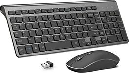 J JOYACCESS Wireless Keyboard and Mouse Combo,2.4G Ergonomic Whisper-Quiet Compact Wireless Computer Keyboard Mouse Designed for Windows, Mac,PC, Laptop,Tablet - Black Grey