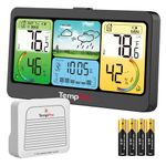 ThermoPro TP280 1000FT Home Weather Stations Wireless Indoor Outdoor Thermometer, Indoor Outdoor Weather Stations with Swiss-Made Sensor, Inside Outside Weather Thermometer Barometer with Forecast