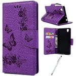 BADALink Sony Xperia L1 Case,Sony L1 Case PU Leather Case Flip Cover Wallet Butterfly Emobssed Soft TPU Silicone Magnetic Closure Cover with Card Slots,Purple