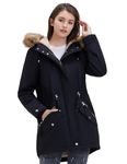 Royal Matrix Women's Hooded Warm Winter Parka Coat Fleece Lined Long Thichkened Winter Jacket with Faux-fur Ruff (Black Upgrade, 16)