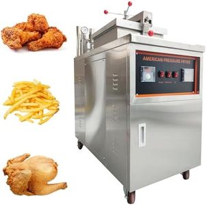 TECHTONGDA Commercial Natural Gas Deep Fryer 45L 55LBS/H CNC High Pressure Fried Chicken Fryer Stove with 20-250°C Temp Control, Triple Safety Valve Protection for Restaurant Fast Food Shop