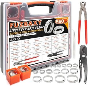 560PCS 22 Sizes Single Ear Hose Clamps, 5.3-33.1mm 304 Stainless Steel Crimp Hose Clamps with Tools, Ear Clamp Perfect for Secure Plumbing, Automotive, Fuel Line,Industrial Applications