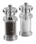 Cole & Mason 505 Clear Salt and Pepper Mills, Adjustable Grind Precision+ Mechanism, Acrylic, 140 mm, Gift Set, Includes 2 x Salt and Pepper Grinders