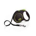 Flexi Black Design Tape Green Medium 5m Retractable Dog Leash/Lead for dogs up to 25kgs/55lbs