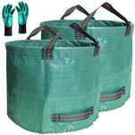 Professional 2-Pack 72 Gallons Lawn Home Garden Bags (D26, H30 inches) with Gardening Gloves,Reusable Leaf Waste Bags,Yard Bags,Laundry Container,Garden Trimmings Bag with 4 Handles