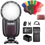 Godox V1-N TTL Round Head Flash for Nikon, 2.4G 1/8000 HSS Speedlite, 480 Full Power Shots,1.5s Recycle Time,2600mAh Li-ion Battery,10 Levels LED Modeling Lamp, Compatible with Nikon Cameras