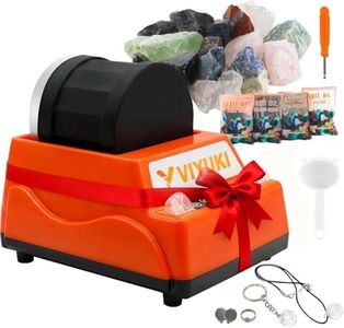 VIYUKI Rock Tumblers Kit - Includes Rough Gemstones, 4 Polishing Grits, Jewelry Fastenings,Operating Instruction, Great Stem Science Kit