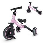 besrey 5 in 1 Toddler Bike for 10 Month to 4 Years Old Kids, Toddler Tricycle Kids Trikes Tricycle, Gift & Toys for Boy & Girl, Balance Training, Removable Pedals (Deep Purple)
