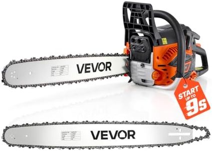 VEVOR Gas Chainsaw, 62CC 3.8HP 2-Cycle, 20 & 22 Inch Gas Powered Chain Saw | For Tree Wood Branch Cutting and Land Clearing, Throttle-Synced Choke & Dual Tanks, Power Chain Saw with Non-Slip Handle