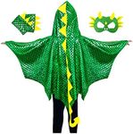 IROLEHOME Dinosaur-Costume-Dragon-Wings for Kids Boys-Girls Dress-Up Hooded-Cape and Mask Gloves as Dino Toys Party Gifts