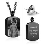 PiercingJak Personalized Custom Photo Text Engraving Urn Necklace for Ashes Customized Dog Tag Pendant for Men Women Dog Cat Pet Stainless Steel Memorial Keepsake Cremation Urn Jewelry Funnel Kit