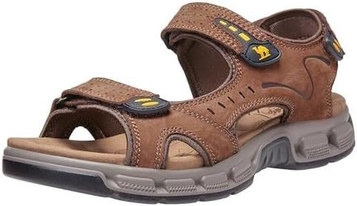 CAMEL CROWN Men's Leather Sandals Hiking Outdoor Water Beach Sports Mens Sandals for Summer with Open Toe Adjustable Straps