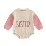 Baby Girl Big Sis Little Sister Sweatshirt Toddler Boy Brother Long Sleeve T Shirts Tops Lil BRO Tees Sibling Matching Outfit (Q-little SISTER-Pink, 3-6 Months)