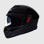 STUDDS Trooper ISI and DOT Certified Gloss Finish Flip-up Full Face Helmet for Men and Women with Sun Visor (Black L)