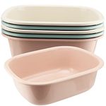 SOUJAP 6 PCS 12 Quart Plastic Wash Basin, 15x12‘’ Stackable Plastic Square Dish Tub, Rectangular Colorful Wash Basins Bins Tubs for Washing Cleaning Camping, 3 Colors