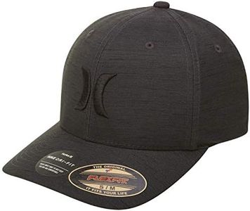 Hurley Men's Baseball Cap – Lightweight Curved Bill H2O Dri Fitted Caps for Men, Size Small-Medium, Black Heather