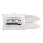 Night Comfort Satin Stripe White Pillow - Hypoallergenic Firm Support, Microfibre Pillows for Side Sleepers, Filled with Bouncy Hollowfibre, Big Pillows for Bed (Pack of 2)