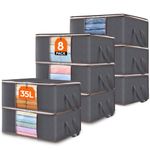 Lifewit 35L Clothes Storage Bags with Clear Window, Foldable Underbed Clothes Covers, Organisers for Clothing, Bedding, Sweaters Protection, 8 Pack, Grey
