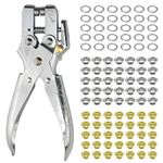 XINMEIWEN 3/16 Inch Eyelet Hole Punch Pliers Metal Eyelets Kits with 300Pcs Silver & Gold Metal Grommet Eyelets Sets for Leather Crafts Fabric Clothes Decorative Repair