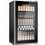 COWSAR Mini Fridge Cooler, 130 Can Beverage Refrigerator with Glass Door, ETL Approved Wine Fridge with Digital Temperature Control, LED Light, Reversible Door for Home, Office, Bar - 3.2 Cu.Ft