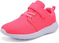 TOEDNNQI Boys Girls Sneakers Kids Lightweight Breathable Strap Athletic Running Shoes for Little Kids/Toddler Pink US Size 5