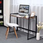Livzing Foldable and Portable Study Table for Home-Office | Study Desk With Wooden Top and Metal Legs | Folding Work Station Laptop PC Computer Table | Brown